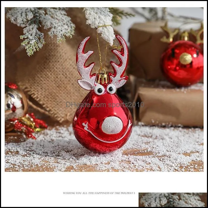 2pcs Christmas Balls Ornaments Bauble Pendant Elk Design Hanging Mall Home Props For Tree Decorations 2022