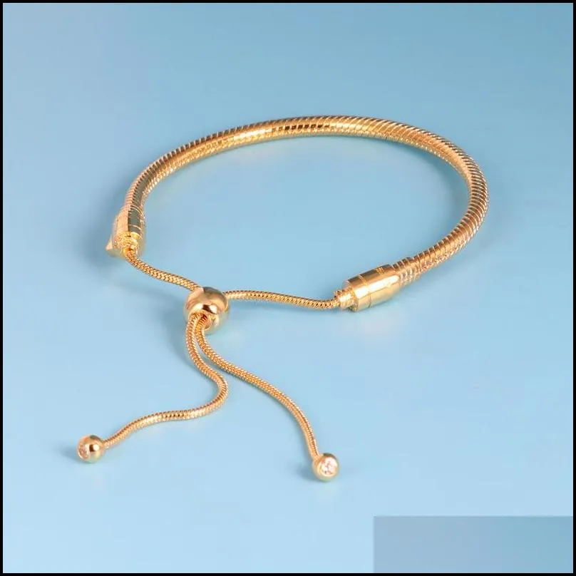 18k yellow gold plated bracelets hand rope for  925 sterling silver bracelet for women with original gift box free shipping