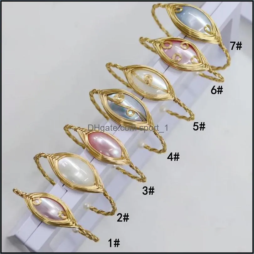 Original Design 14k Gold Flled Mabe Pearl Bracelet Handmade Pearl Bangle For Women Girl Wedding Gift Jewelry Christmas Gift 1PCS/lot