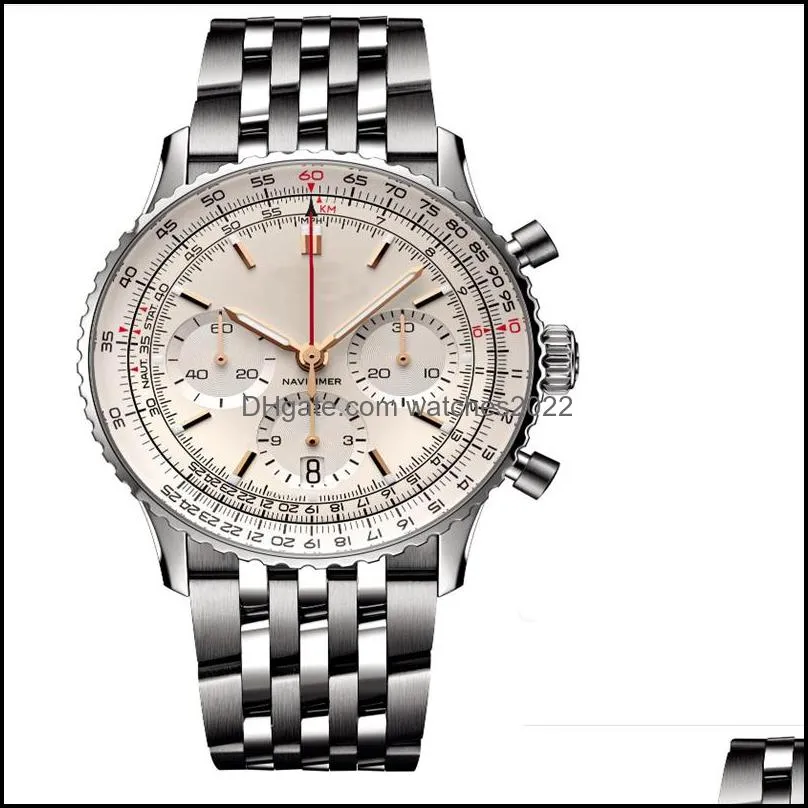Nacitimer B01 Fashion Business Chronograph 47MM Dial Panda Eye Belt Men`s Quartz Wrist Watch watches