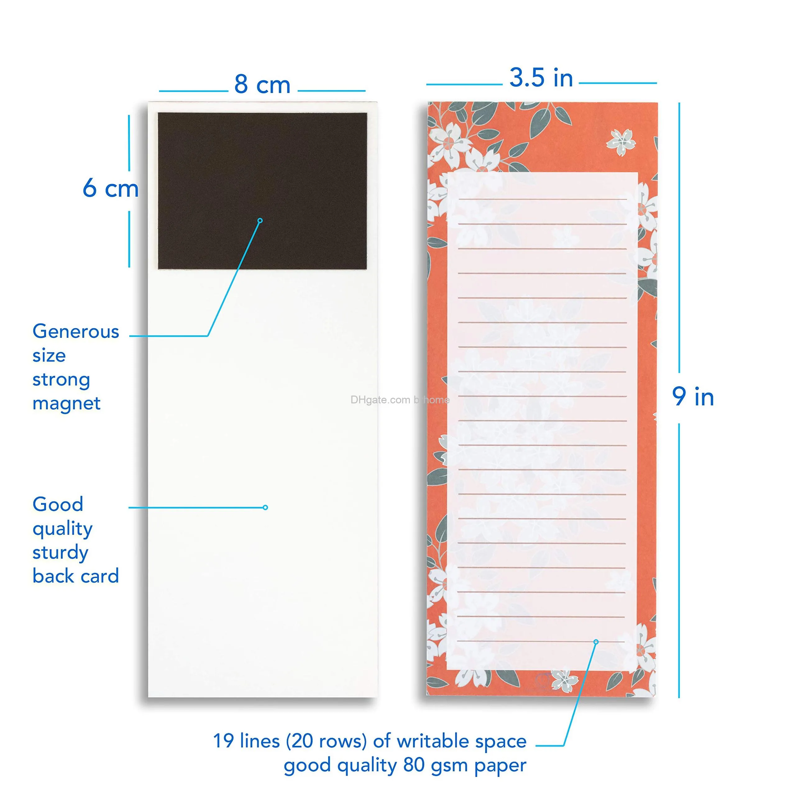 magnetic notepads 60 sheets per pad 3 5 x 9 for fridge kitchen shopping grocery todo list memo reminder note book stationery origaminotes onethousand waves