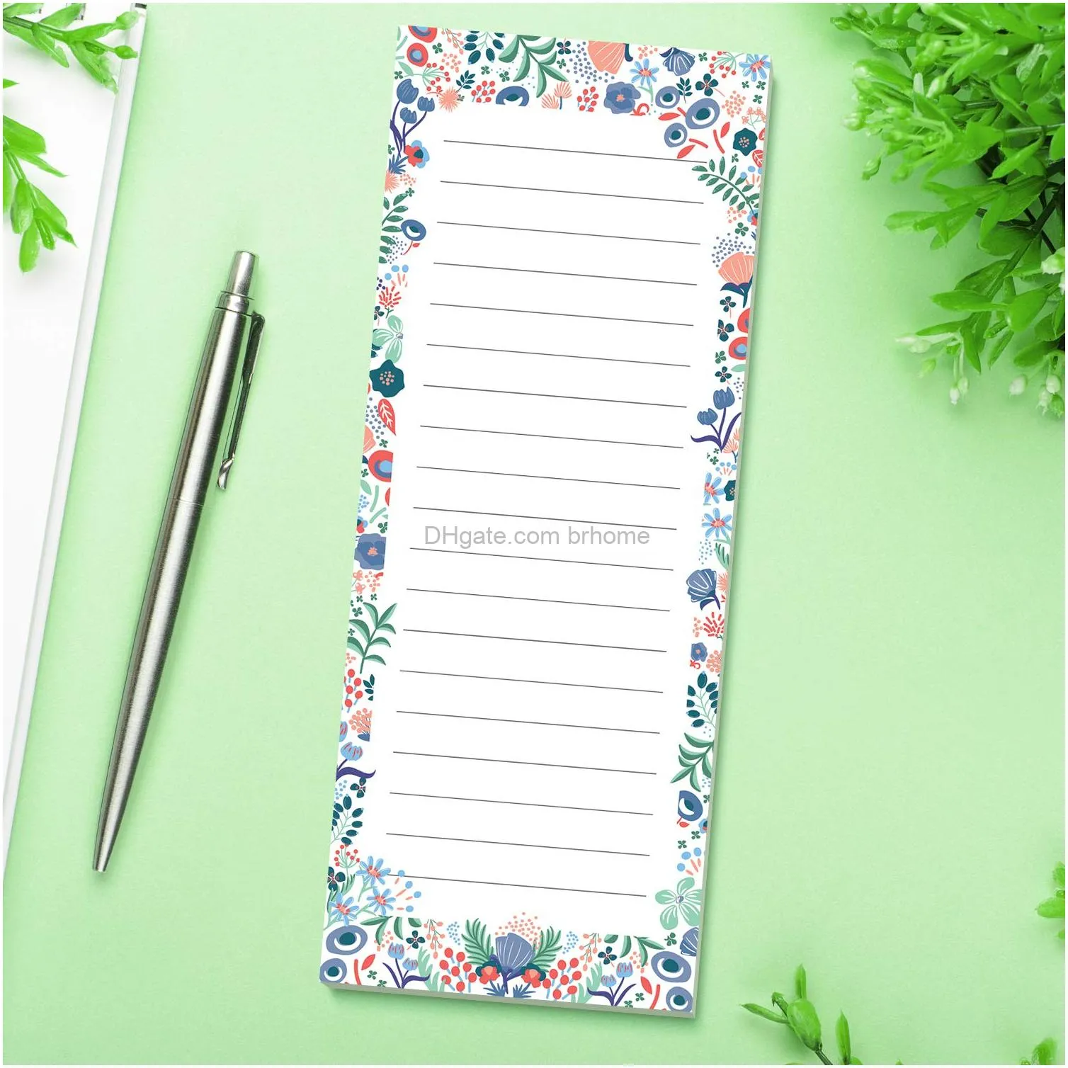 magnetic grocery list for fridge floral theme 3 5 x 9 memo notepad for shopping locker filing cabinet to do appointment reminders meal plans 55 sheets per pad