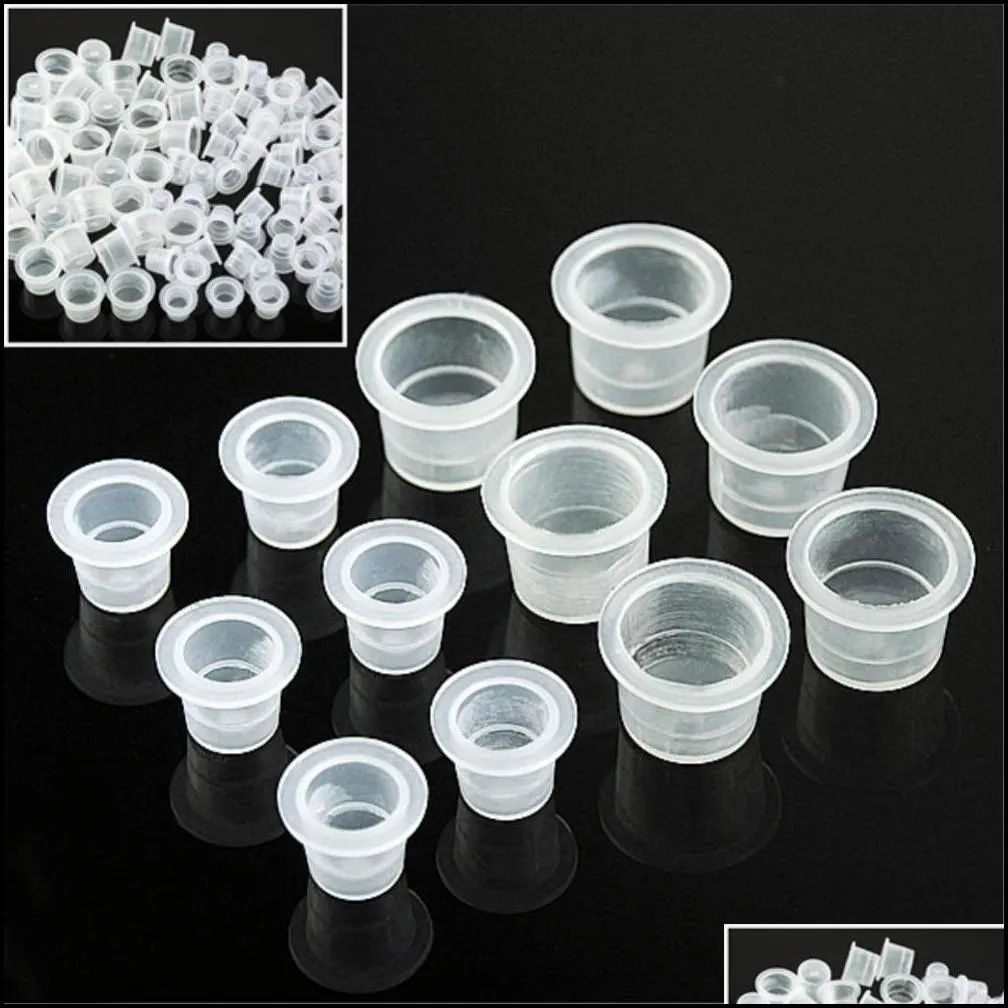 wholesale 200 pcs/lot tattoo ink caps plastic cups supplies medium/small 16mm/12mm 100pcs small size + medium free shipp1