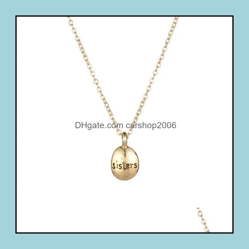Sister Letters Pendant Necklace For Women Charm Jewelry Gold Silver Color Wish Card Necklaces Choker Jewelry Gifts