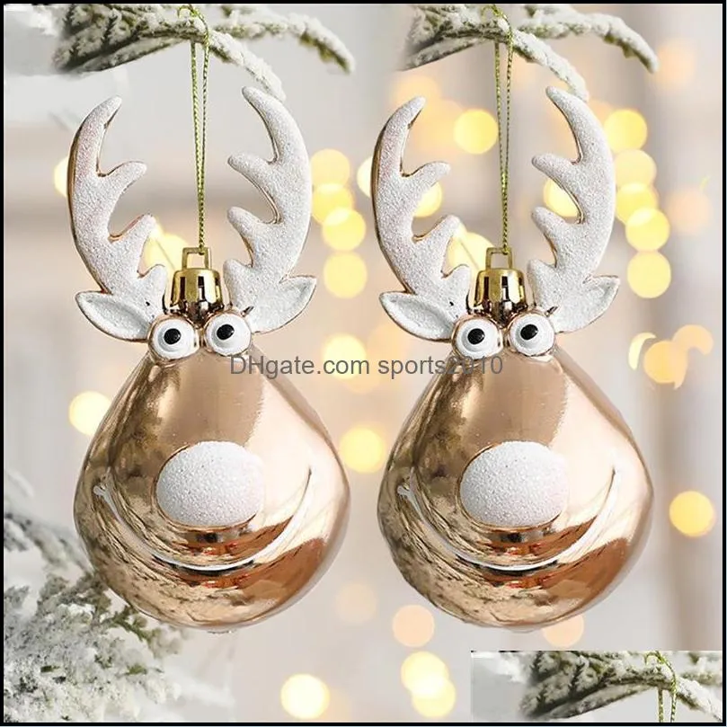 2pcs Christmas Balls Ornaments Bauble Pendant Elk Design Hanging Mall Home Props For Tree Decorations 2022