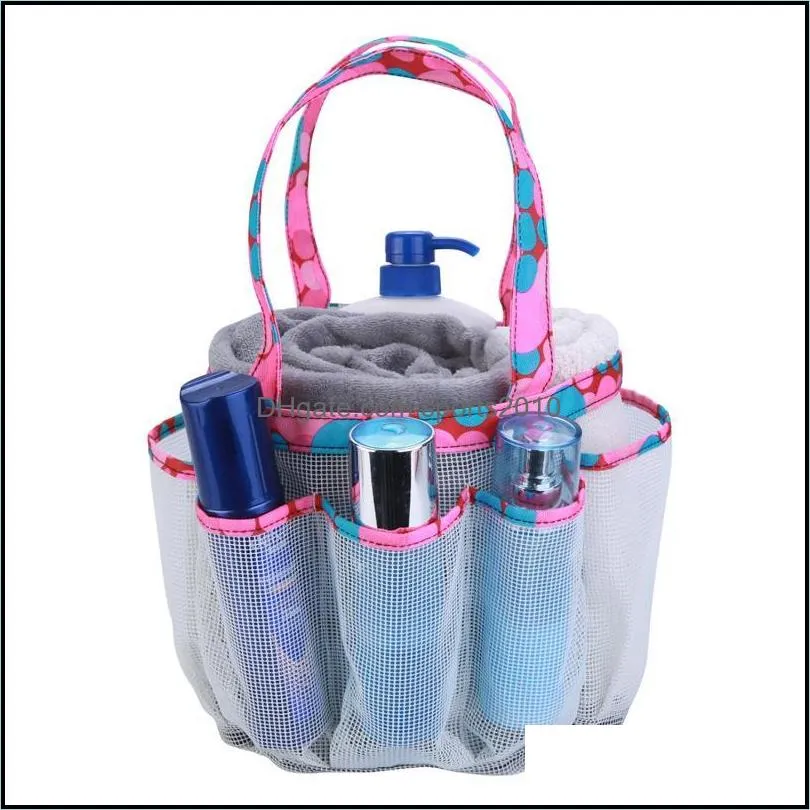 Portable Hanging Mesh Shower Organizer Bag With Double Handles Key Hook For College Dorm Gym Camping