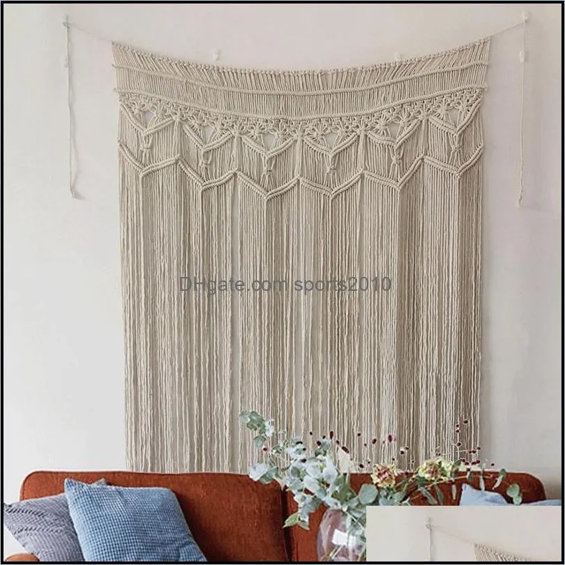 Hand-Woven Tapestry Cotton Yarn Knitted Door Curtain Wedding Backdrop Decorative