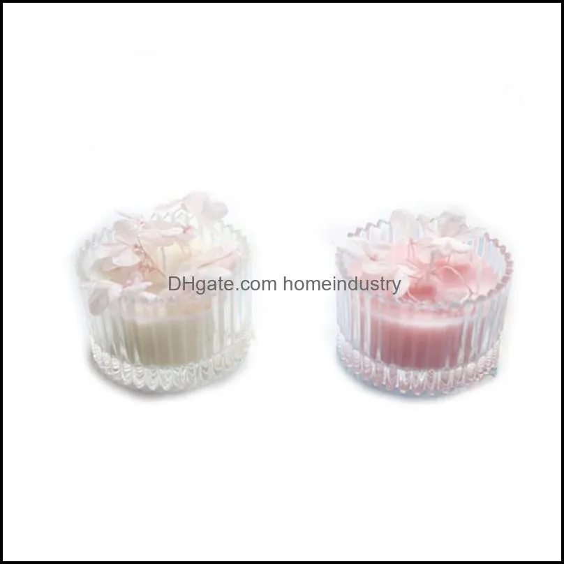 Candles 6.5x9cm Dried Flower Soy Wax Candle With Candy Glass Scented Jar For Wedding Birthday Valentine`s Day Gift