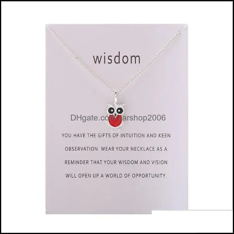 Glaze Drops Wisdom Owl Pendant Necklaces Animal Charm Necklace Jewelry for Women Choker Gifts