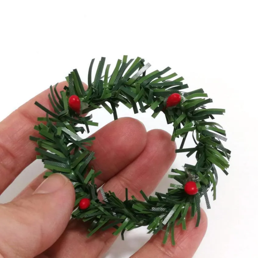 6cm small christmas wreath decoration thanksgiving garland window restaurant home plastic decoration flowers xmas