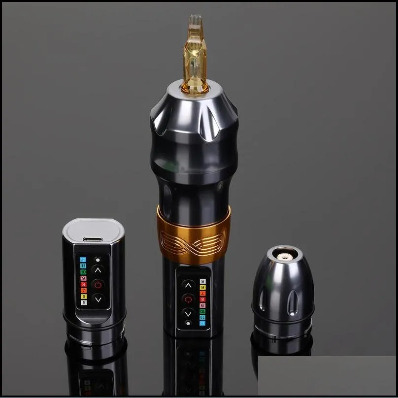 2 battery exo wireless tattoo pen machine powerful coreless motor chargeable lithium artist tool 220521