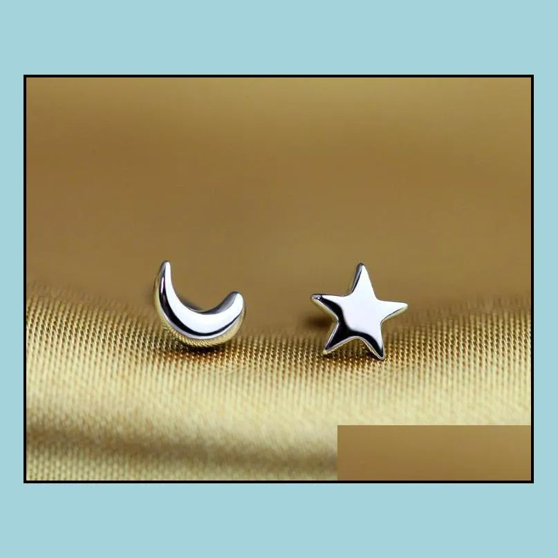 earrings beautifully fashion accessories 1 pair 925 silver plated moon star stud earrings