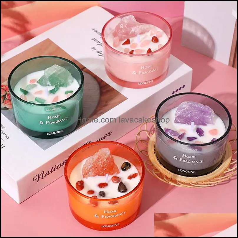 crystal glass candle bathroom deodorant fragrance handmade soy wax aromatherapy candle wholesale