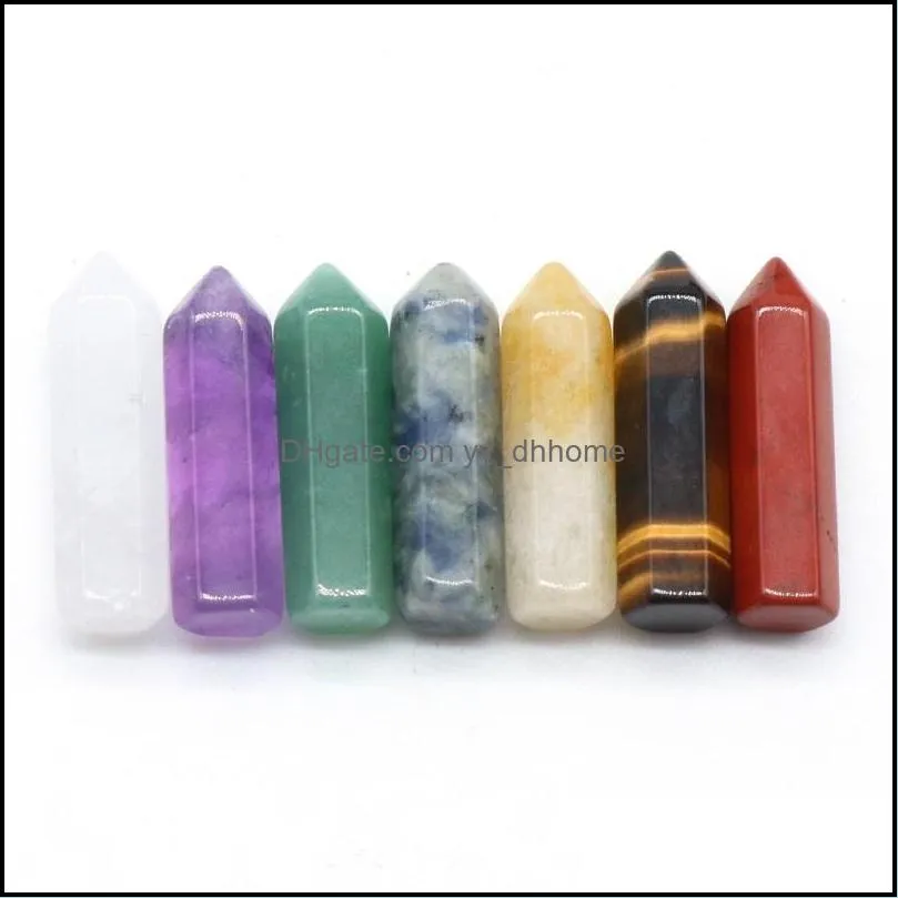 polished hexagon prism reiki healing chakra natural stone pillar palm quartz mineral crystal tumbled gemstone hand piece home decoration jewelry making