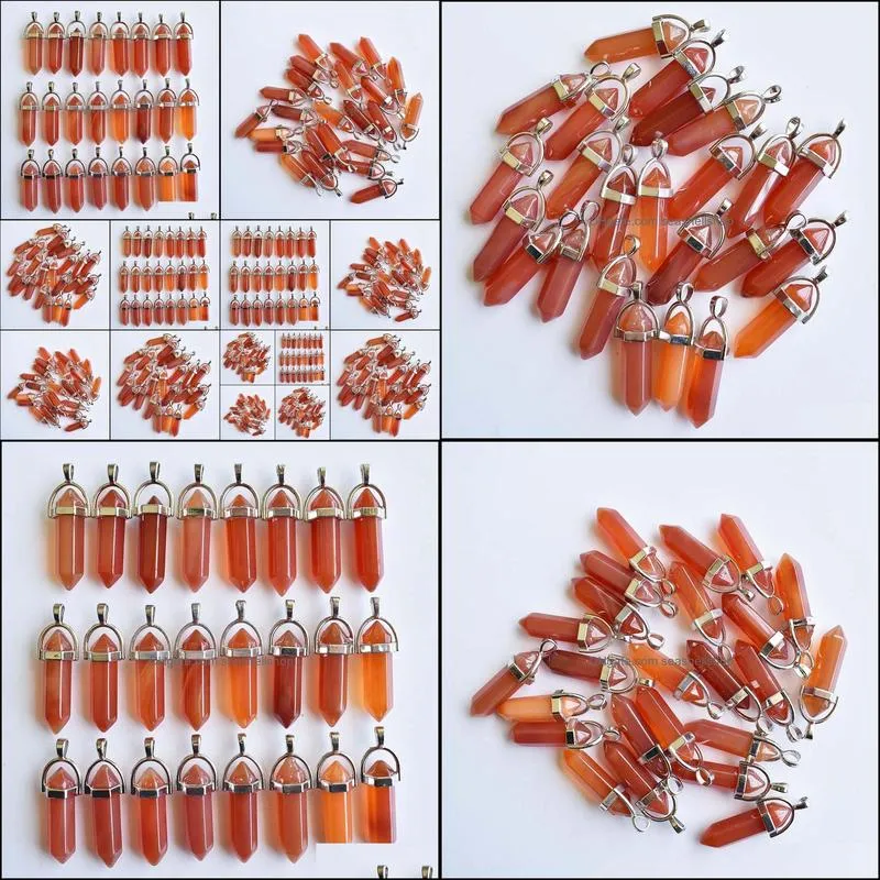 natural red onyx bullet shape charms point chakra pendants for jewelry making