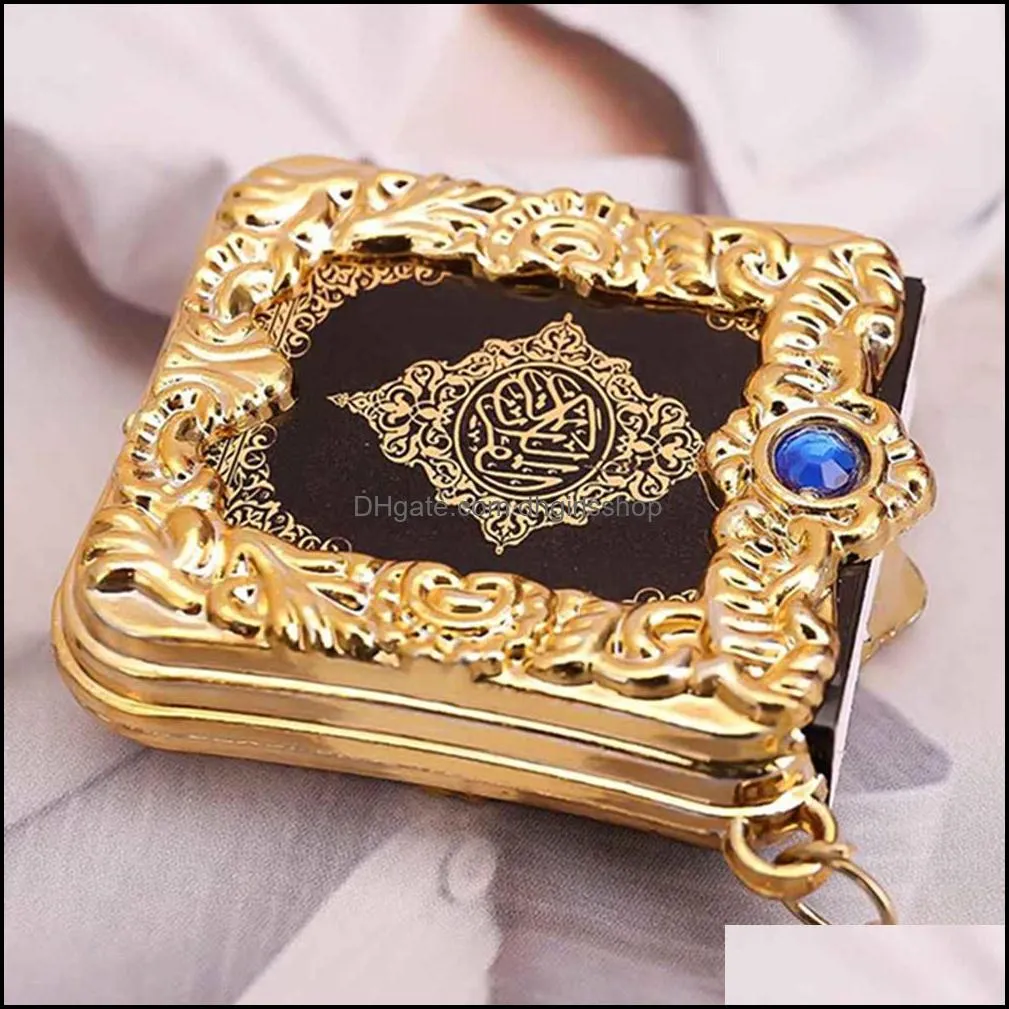 1pcs new muslim keychain resin islamic mini ark quran book real paper can read pendant key ring keyfob religious jewelry