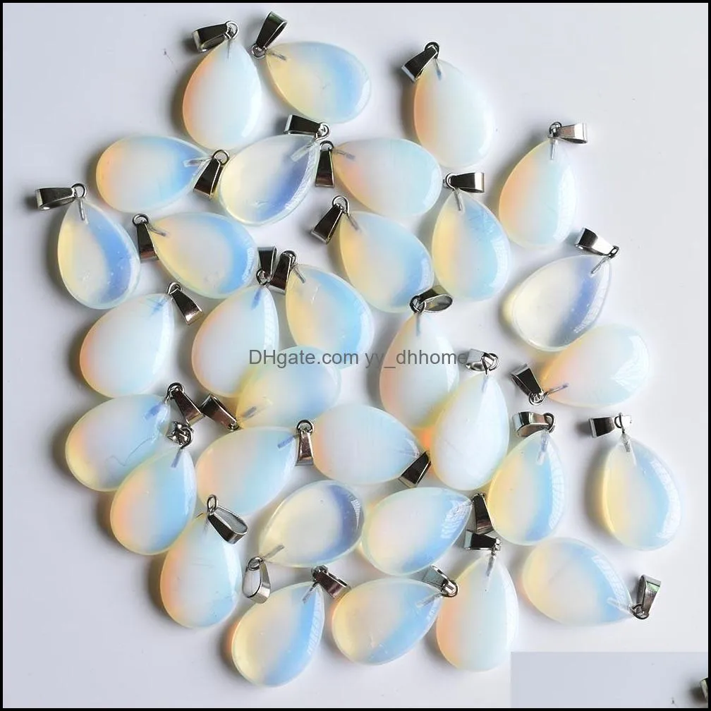 natural stone hexagonal prism water drop cross heart opal healing pendants charms diy necklace jewelry accessories making