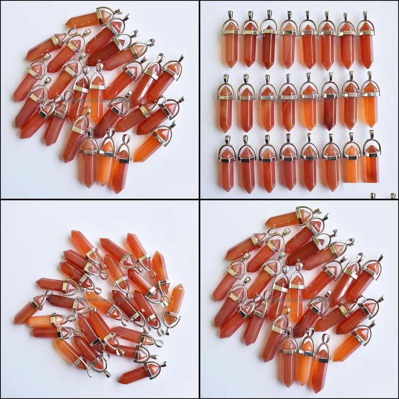 natural red onyx bullet shape charms point chakra pendants for jewelry making