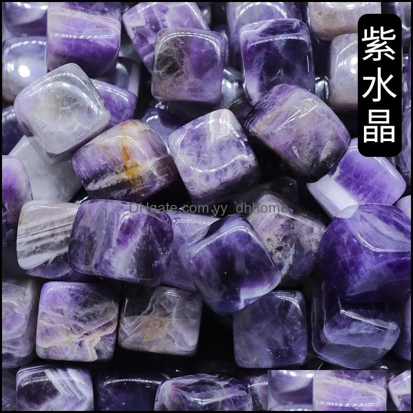 natural stone chakra squares rose quartz amethyst agate tiger powder crystal white crystal yoga meditation energy stone ornament