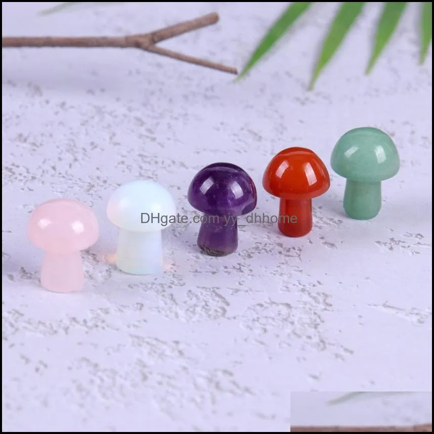 2cm mini mushroom plant statue natural stone rose quartz carving aquarium home decoration crystal polishing gem