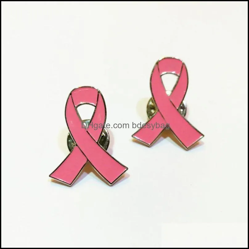10pcs/set womens jewelry enamel pink ribbon brooch pins surviving breast cancer awareness hope lapel buttons badges