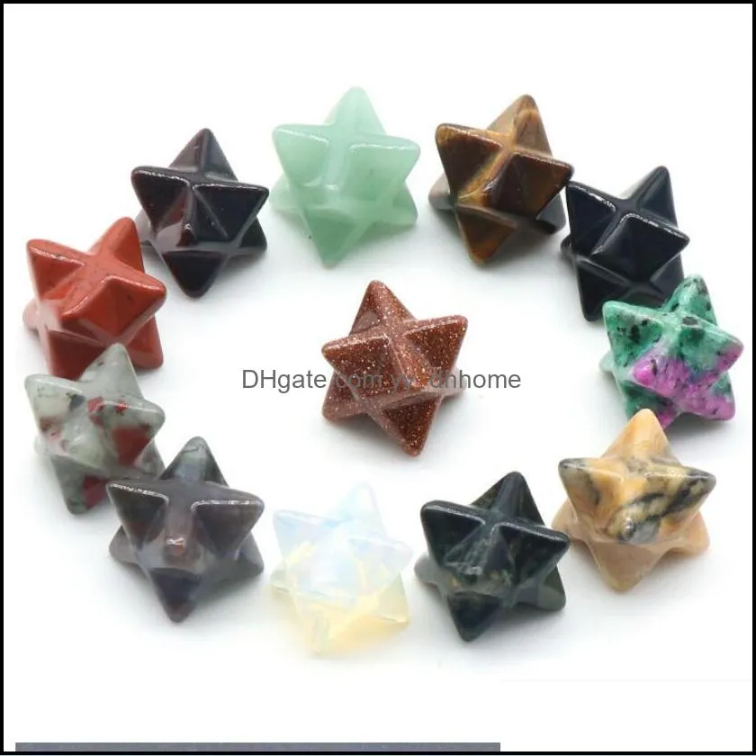 natural stone merkaba star rose quartz crystal chakra ornaments hand handle pieces home decoration diy stone necklace accessories