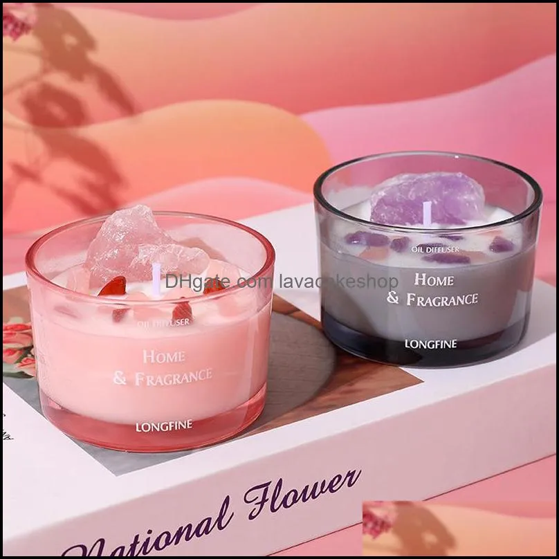 crystal glass candle bathroom deodorant fragrance handmade soy wax aromatherapy candle wholesale