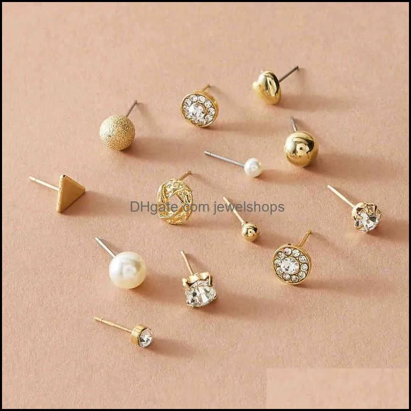 set simple clip square zircon peach heart diamond earrings alloy earrings female