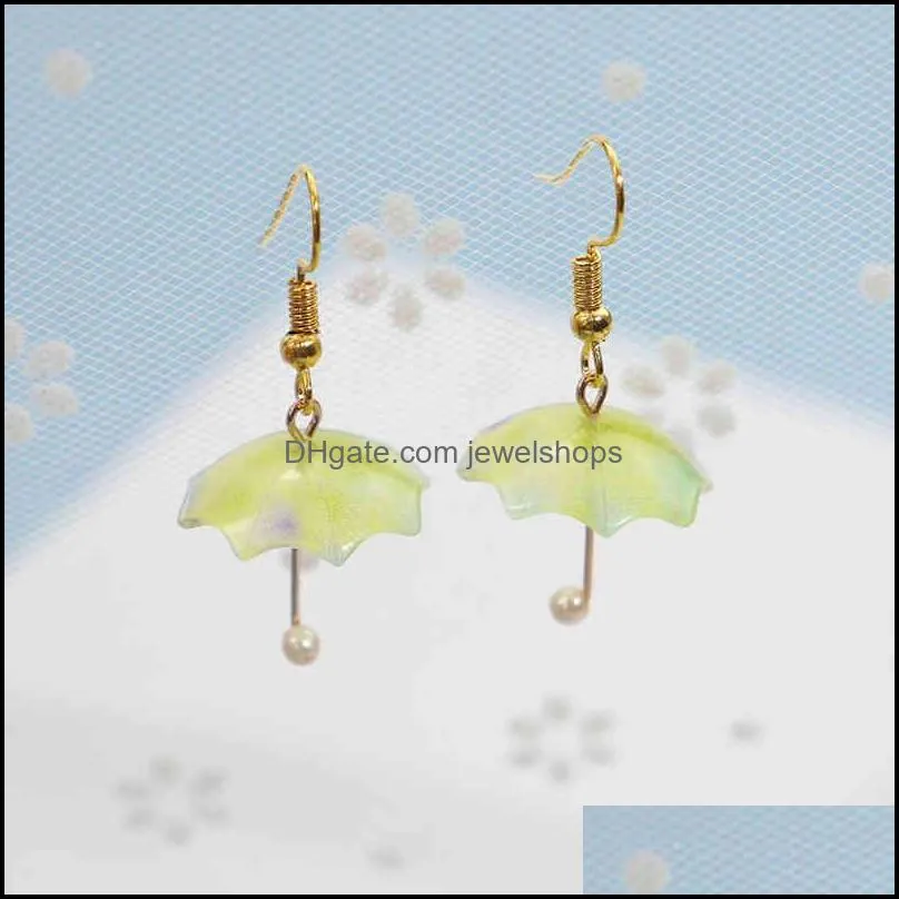 mini creative simulation rainbow earrings personalized national style three-dimensional contrast color sun umbrella pearl