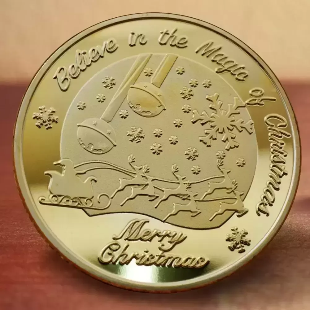 Christmas Santa Gift Coin Collectible Metal Gold Plated Souvenir Wishing Coin North Pole FY3608 sxjul6