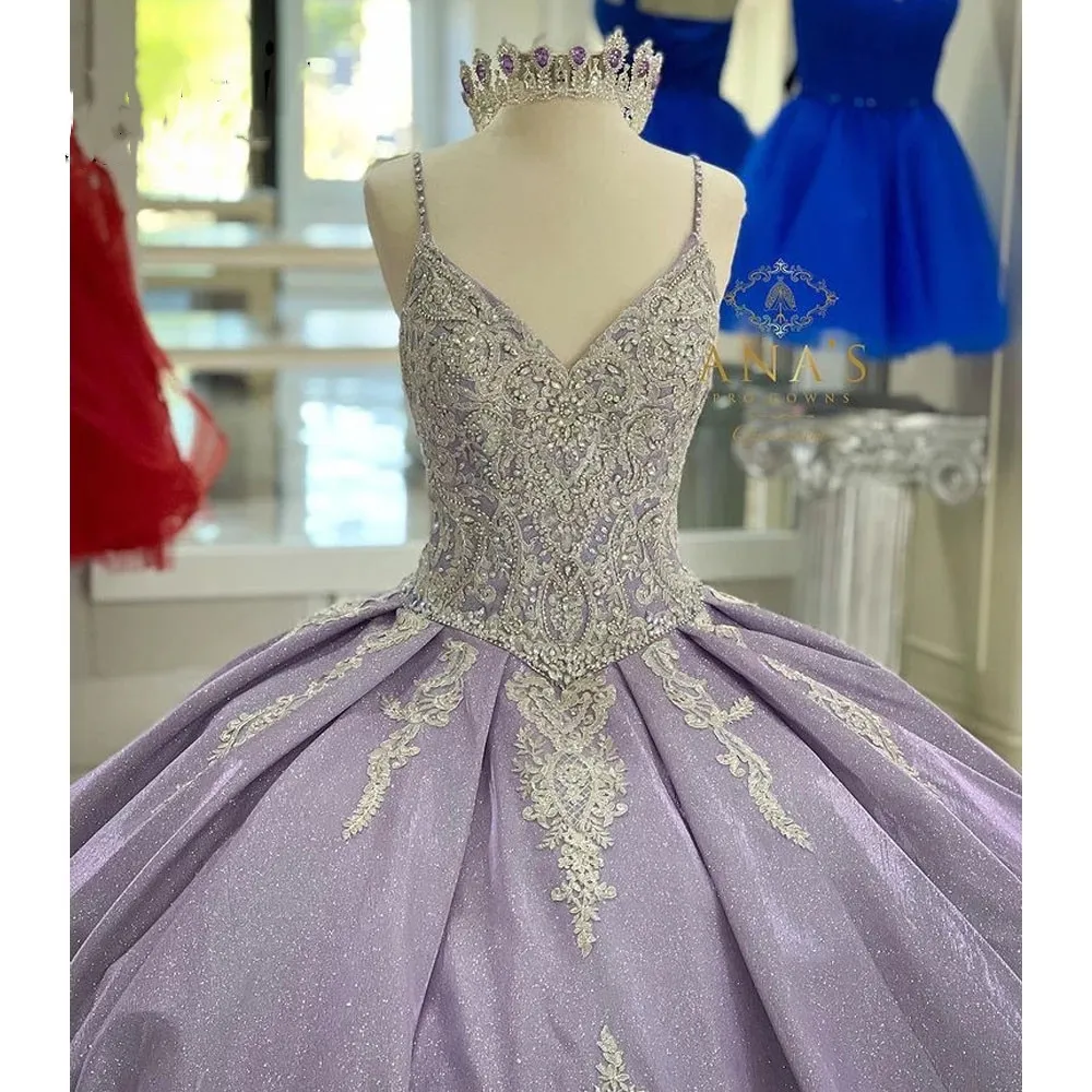 Spaghetti Quinceanera Dresses Ball Gown Birthday Party Dress Lace Up Graduation Gown Tulle Prom Gowns de 15 anos 2022 Sweet 15