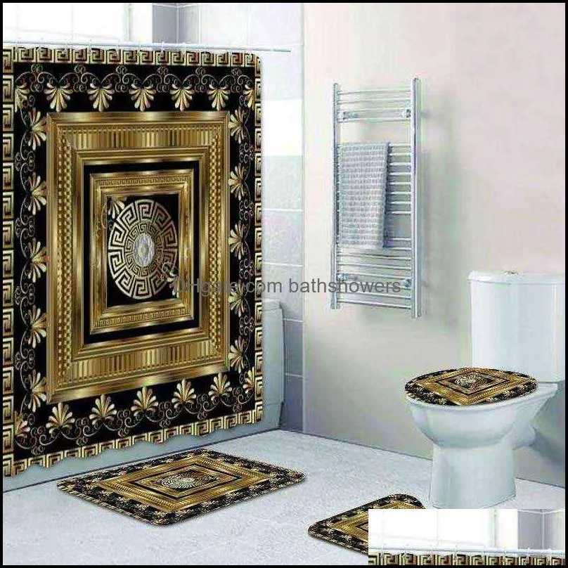 stylish grecian greek key meanders mandala pattern shower curtain and rug set abstract geometric bathroom mats rugs toilet decor
