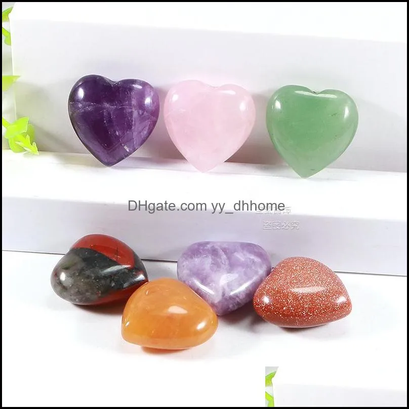 20*10mm love hearts natural crystal stone craft ornaments rose quartz healing crystals energy reiki gem living room decoration