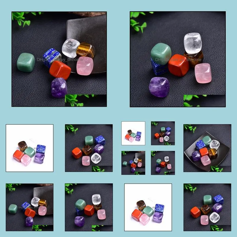 natural stone chakra irregular squares rose quartz amethyst agate tiger powder crystal white crystal yoga meditation energy stone