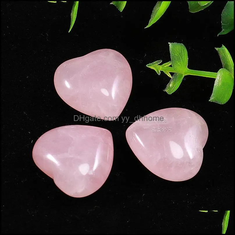 20*10mm love hearts natural crystal stone craft ornaments rose quartz healing crystals energy reiki gem living room decoration