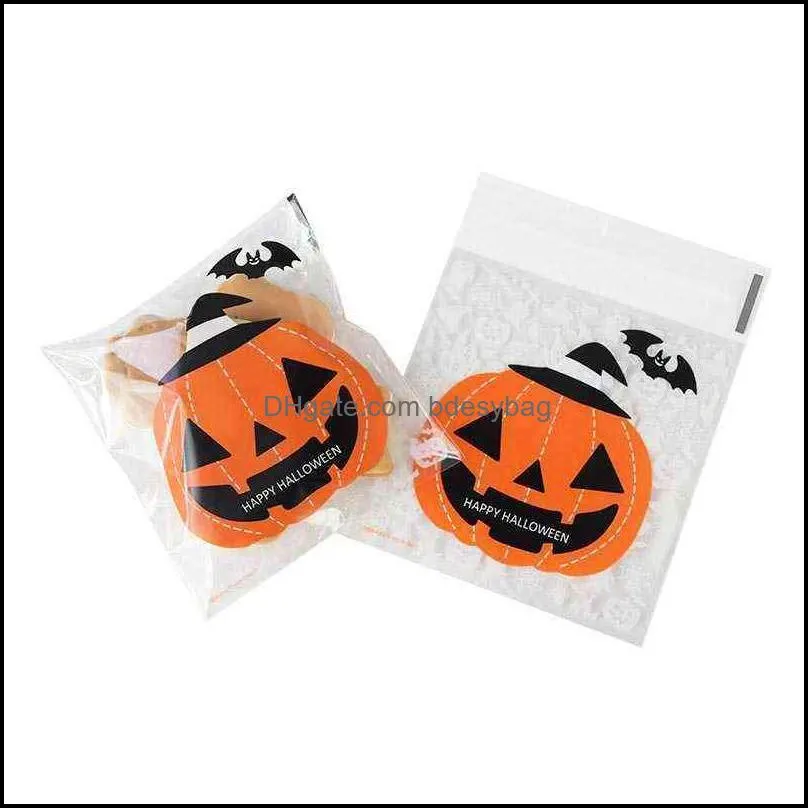 25pc halloween candy bag plastic gift snack cookie packaging bags for happy halloween party decor supplies kids trick or treat y220805