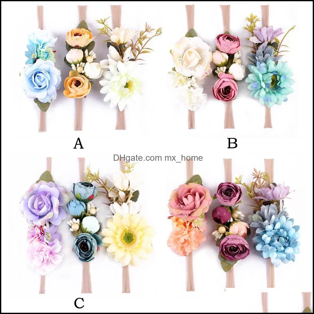 europe infant baby girls floals headband kids flower crown photography props hair band simulation floals hair band hair accessory