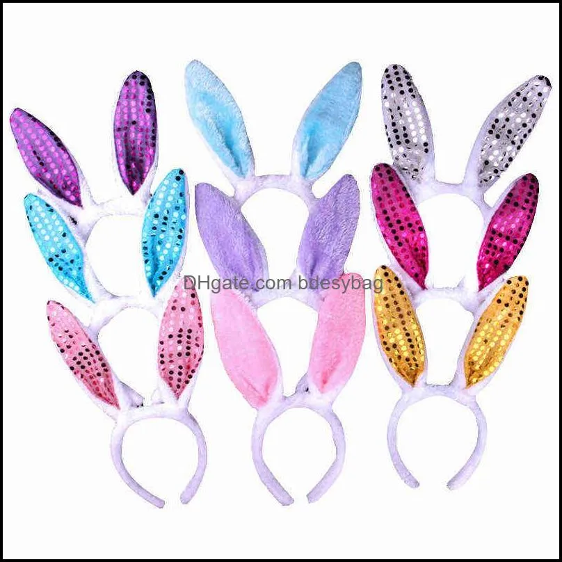 sequin plush rabbit bunny ears headband led glowing hair band neon party gift cosplay wedding birthday luminous festival y220725