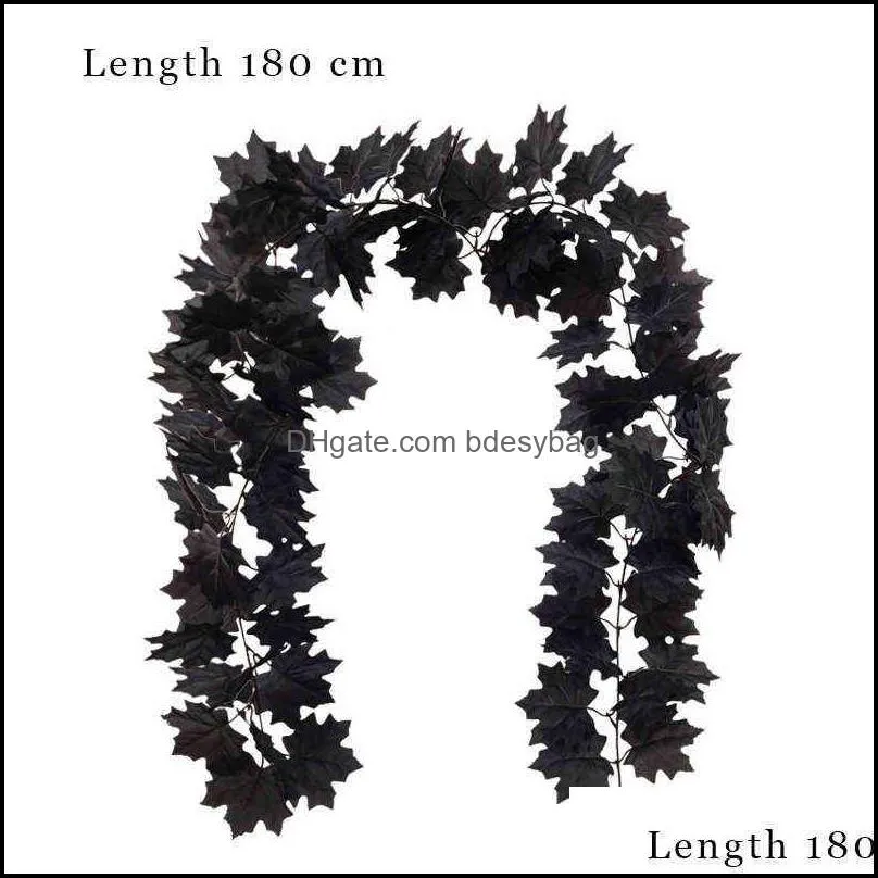 halloween artificial wreaths black rattan pumpkin berry decoration maple garland rattan garden home diy decor for thanksgiving y220725