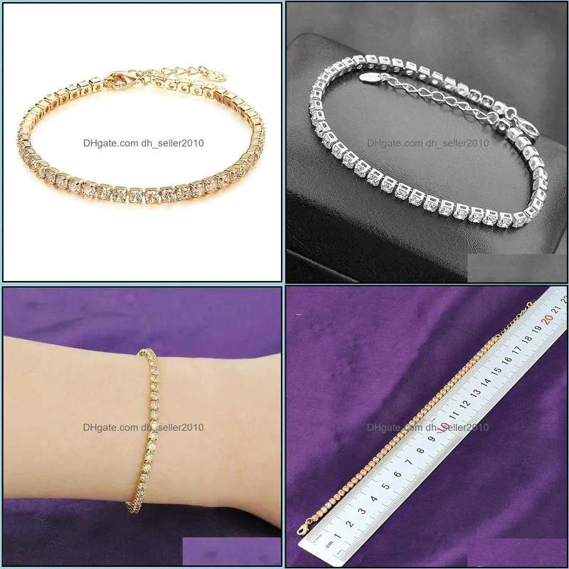 fashion elegant women bracelet full rhinestone gold silver color single row zircon bracelet