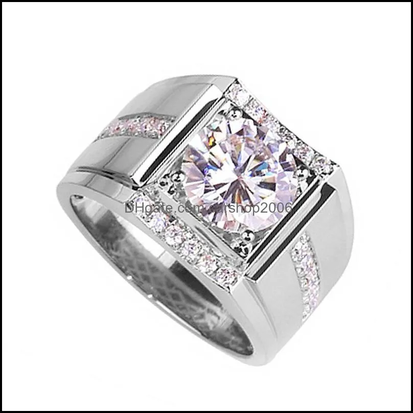 moissanite diamond ring for men generous engagement wedding jewelry 18k rose gold silver rings