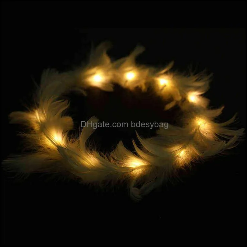 1pc led headband coloful flashing flower wreath crown light up garland christmas halloween birthday party prom for women girls y220725