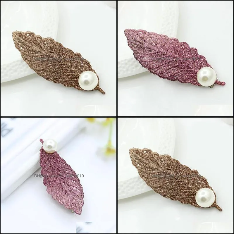 hairpin korean hair accessories pearl leaf stick hair jewelry