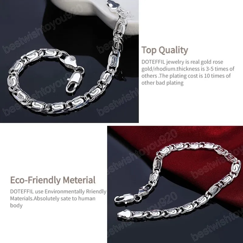 925 Sterling Silver Geometry Bracelet Chain For Women Man Wedding Engagement Party Fashion Jewelry