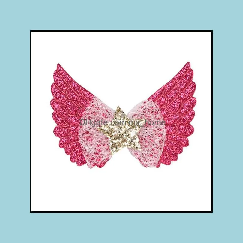 15586 baby girls barrette kids shinning bowknot barrettes children angle wing sequins stars hairpins hair clip hair accessory