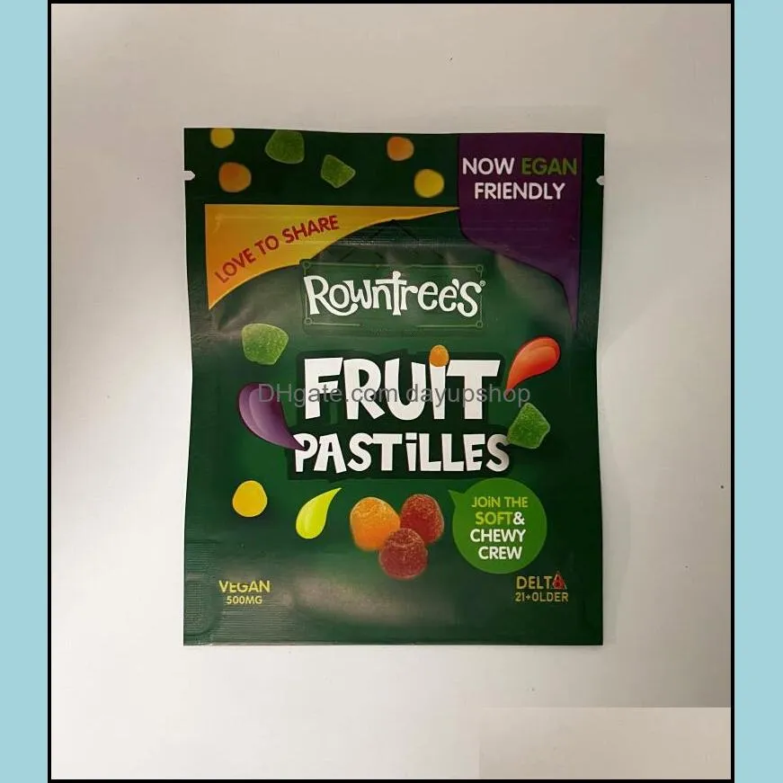 rowntrees gummies mylar bags vegan 500mg stand up pouch fruit randoms jelly lots candy edible packaging bag