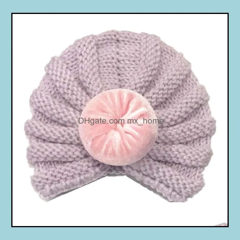 europe fashion baby girls knitted hat knot child headwear toddler kids warm beanies turban hats children hats 12 colors 14333