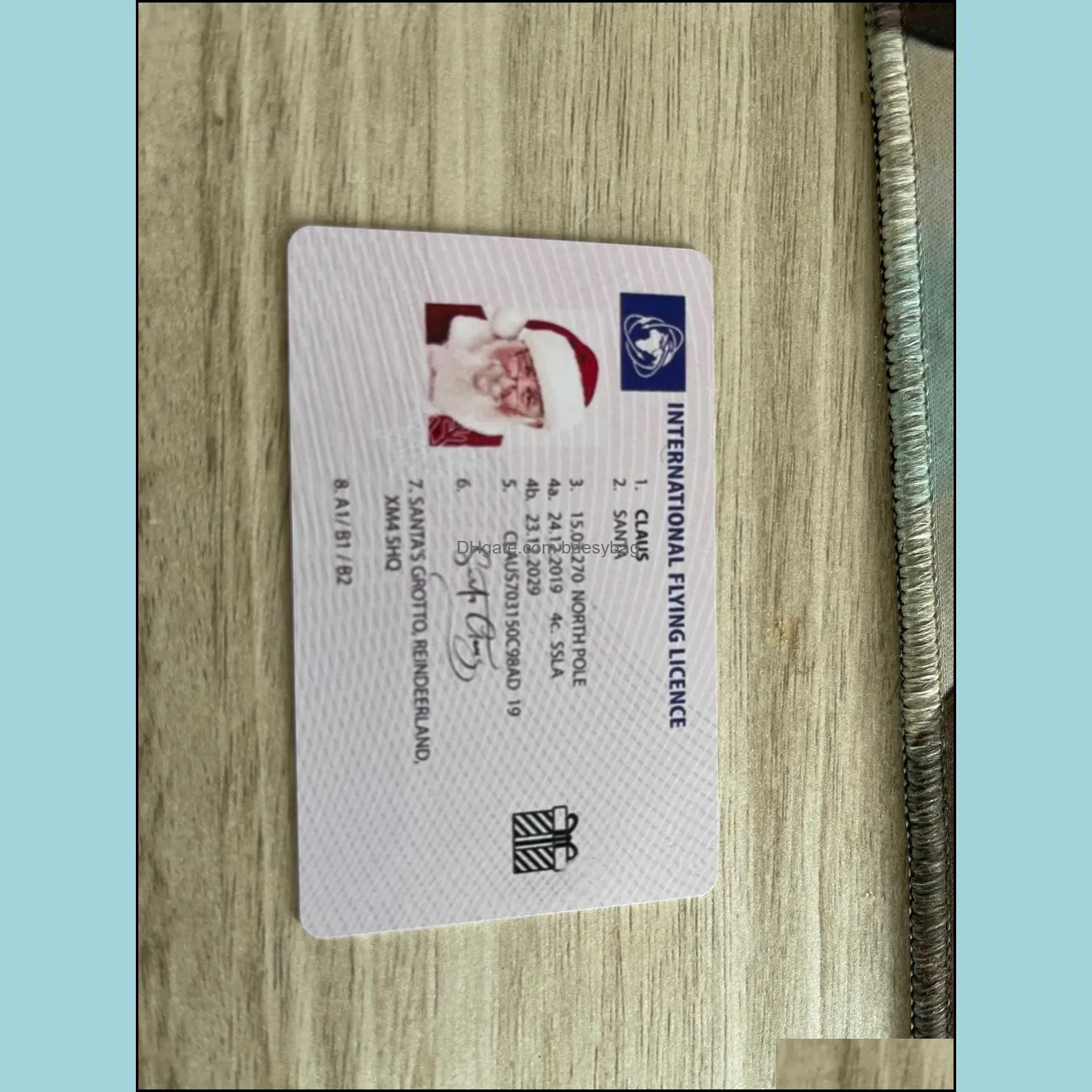 10 creative santa claus flight license christmas eve driving licence christmas gifts for children kids christmas tree decoration p0828