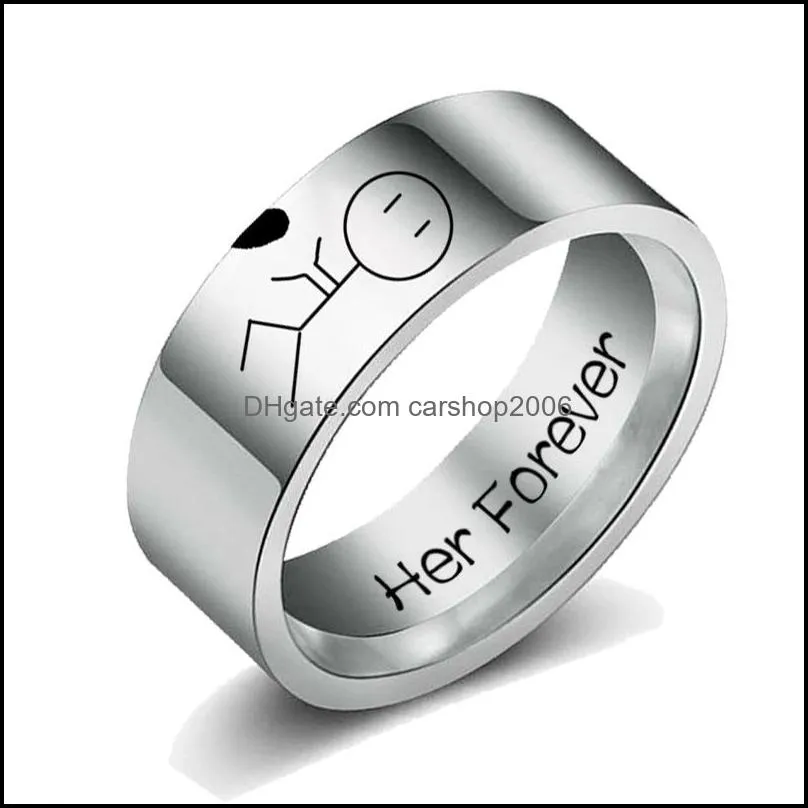 his always her forever couple ring simple wedding engagement lovers rings valentine`s present