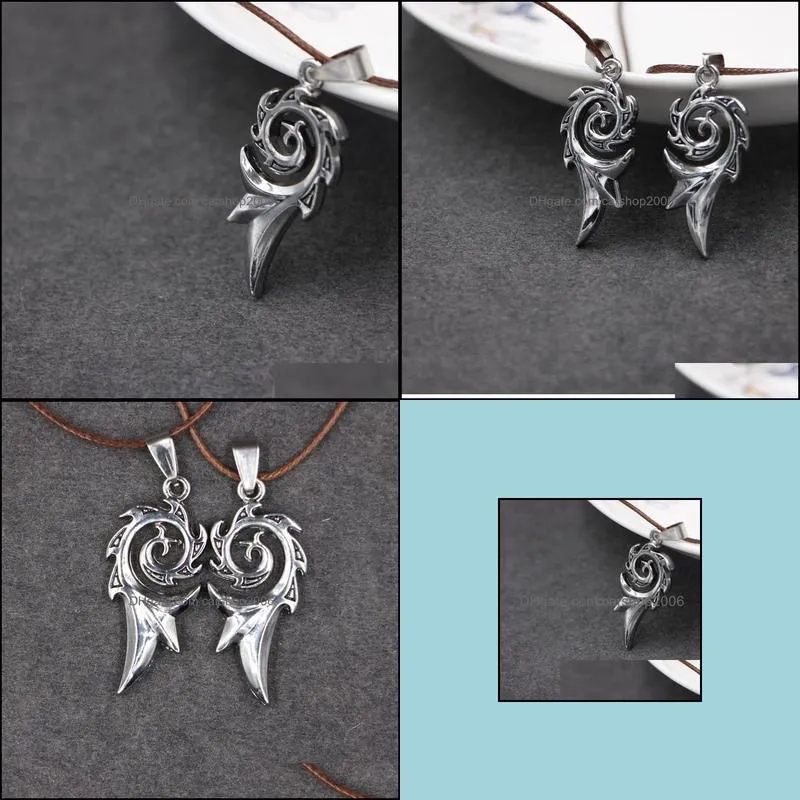 men`s punk dragon flame titanium stainless steel cool leather chain pendant necklace men`s necklace wholesale